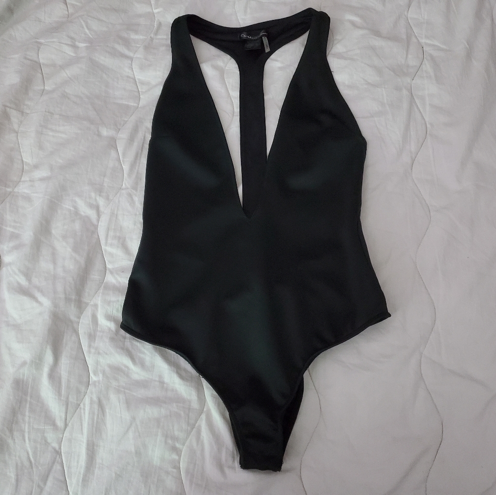 Caribbean queen deep v black bodysuit